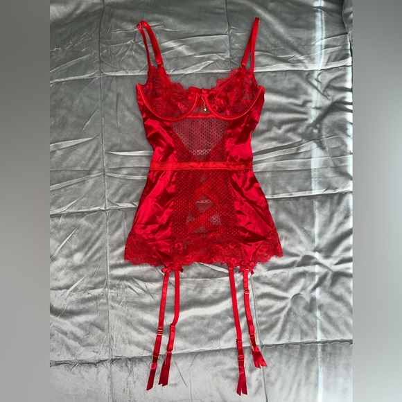 Fashion Nova Red Satin & Lace Chemise Lingerie Small - Picture 1 of 9